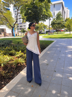 Manhattan Pinstripe Wide Leg Pants