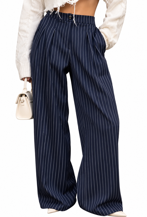 Manhattan Pinstripe Wide Leg Pants