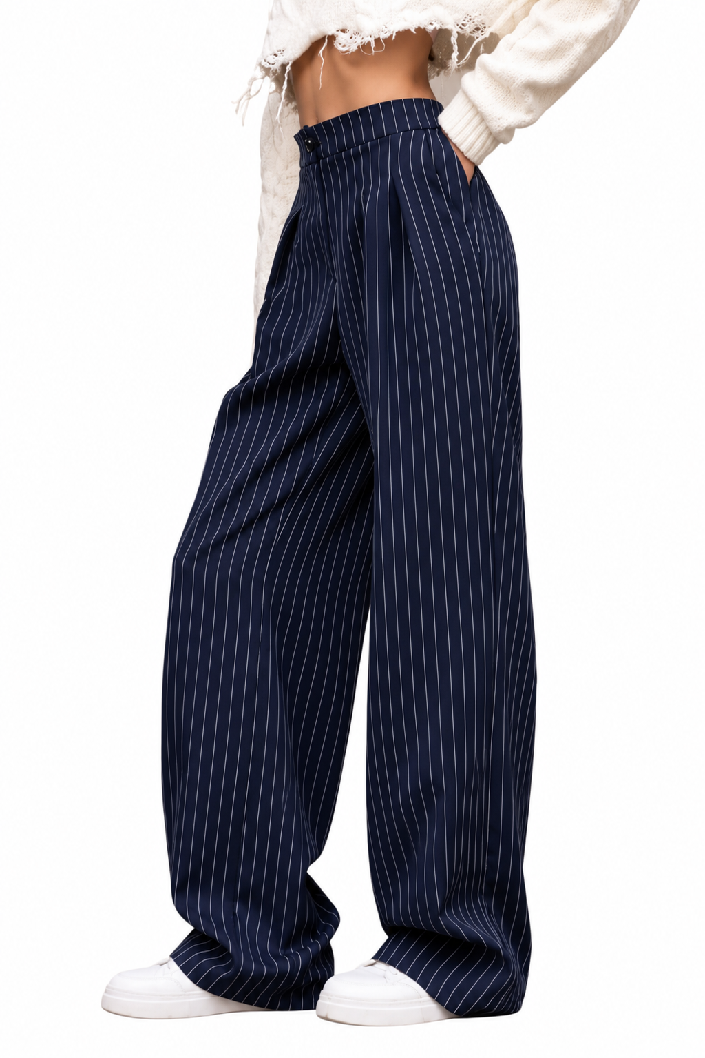 Manhattan Pinstripe Wide Leg Pants